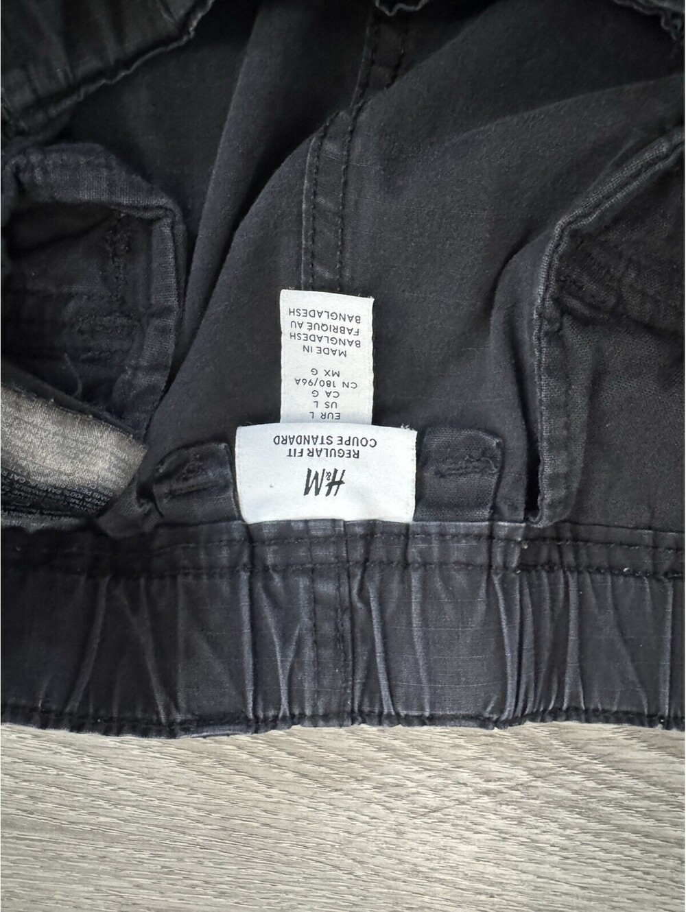 H&M Black Cargo Pants Large Elastic Waist Drawstring - Picture 6 of 6